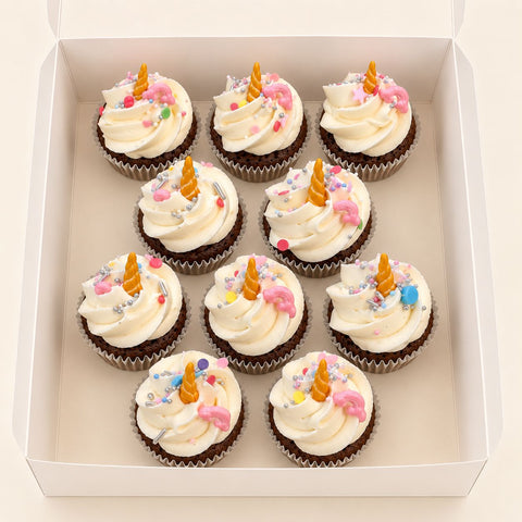 10 mini cupcakes chocolat crème vanille licorne