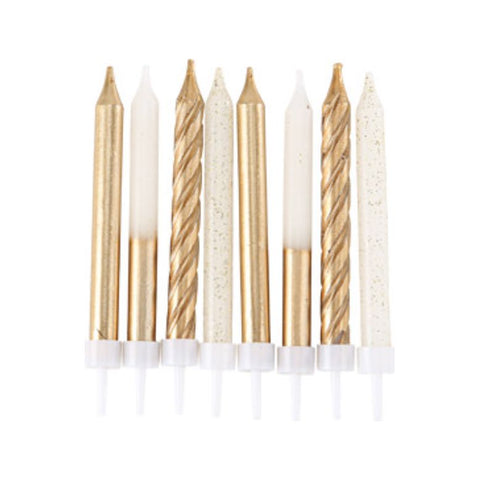 8 BOUGIES OR ET PAILLETTES
