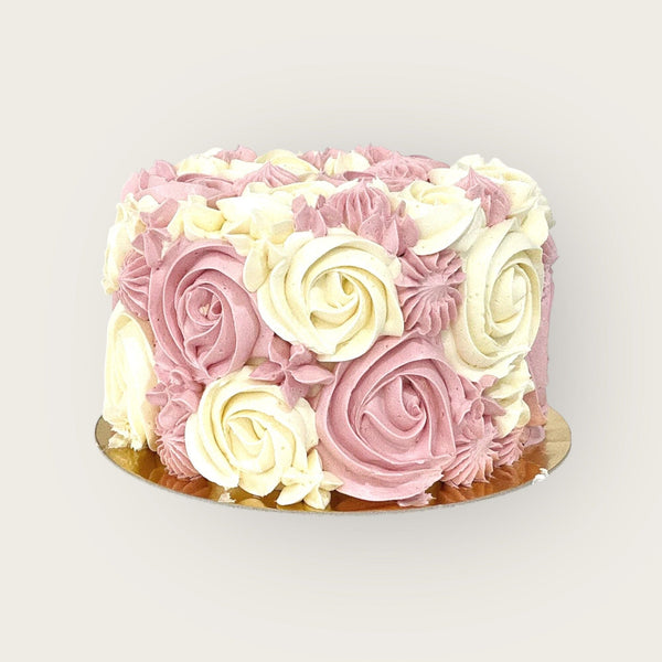 ROSETTE CAKE ROSE & BLANC