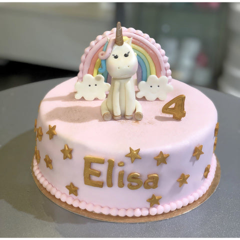 GÂTEAU LICORNE ROSE ET DORÉ