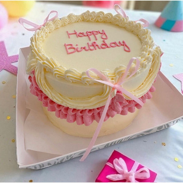 BENTO CAKE VINTAGE rose et blanc 5/6 parts