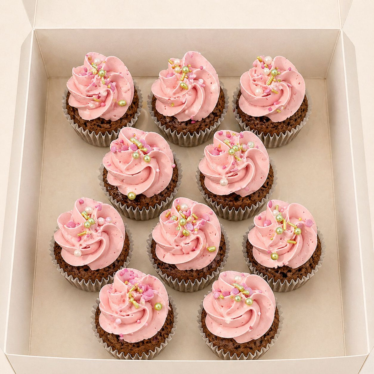 CHOCOLAT CREME VANILLE ROSE Mini cupcakes atelierdesgateaux.com 