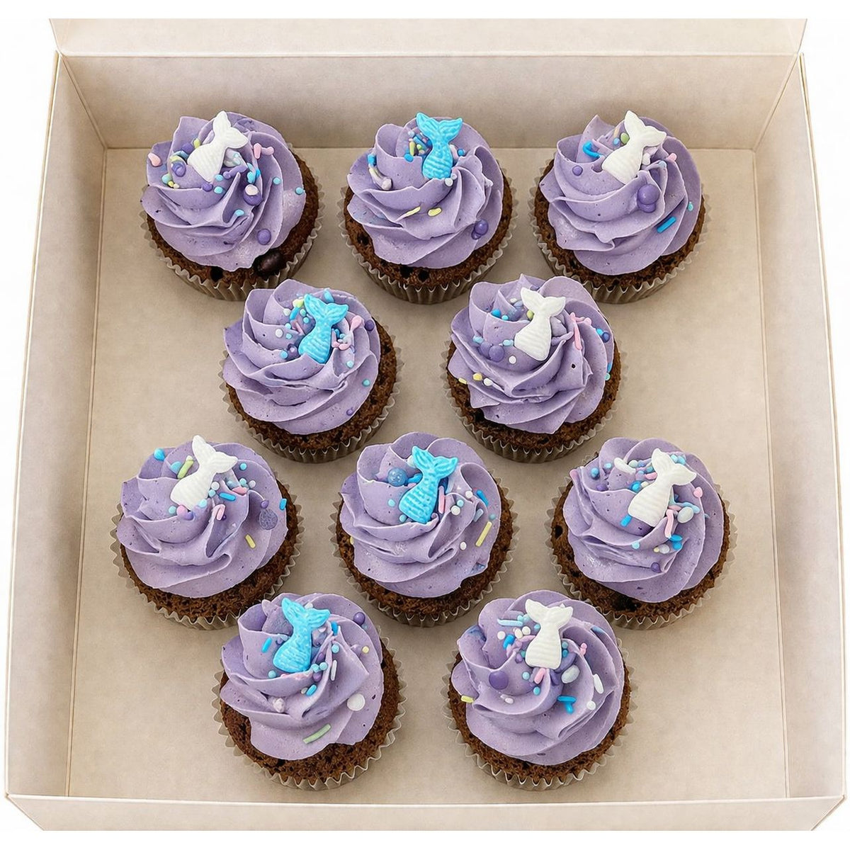 Chocolat crème vanille violette thème sirène Mini cupcakes atelierdesgateaux.com 