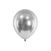 10 BALLONS 30 CM ARGENT GLOSSY