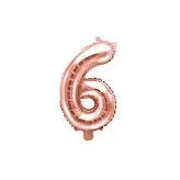 BALLON CHIFFRE 6 ROSE GOLD 35CM