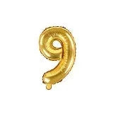 BALLON CHIFFRE 9 OR 35CM