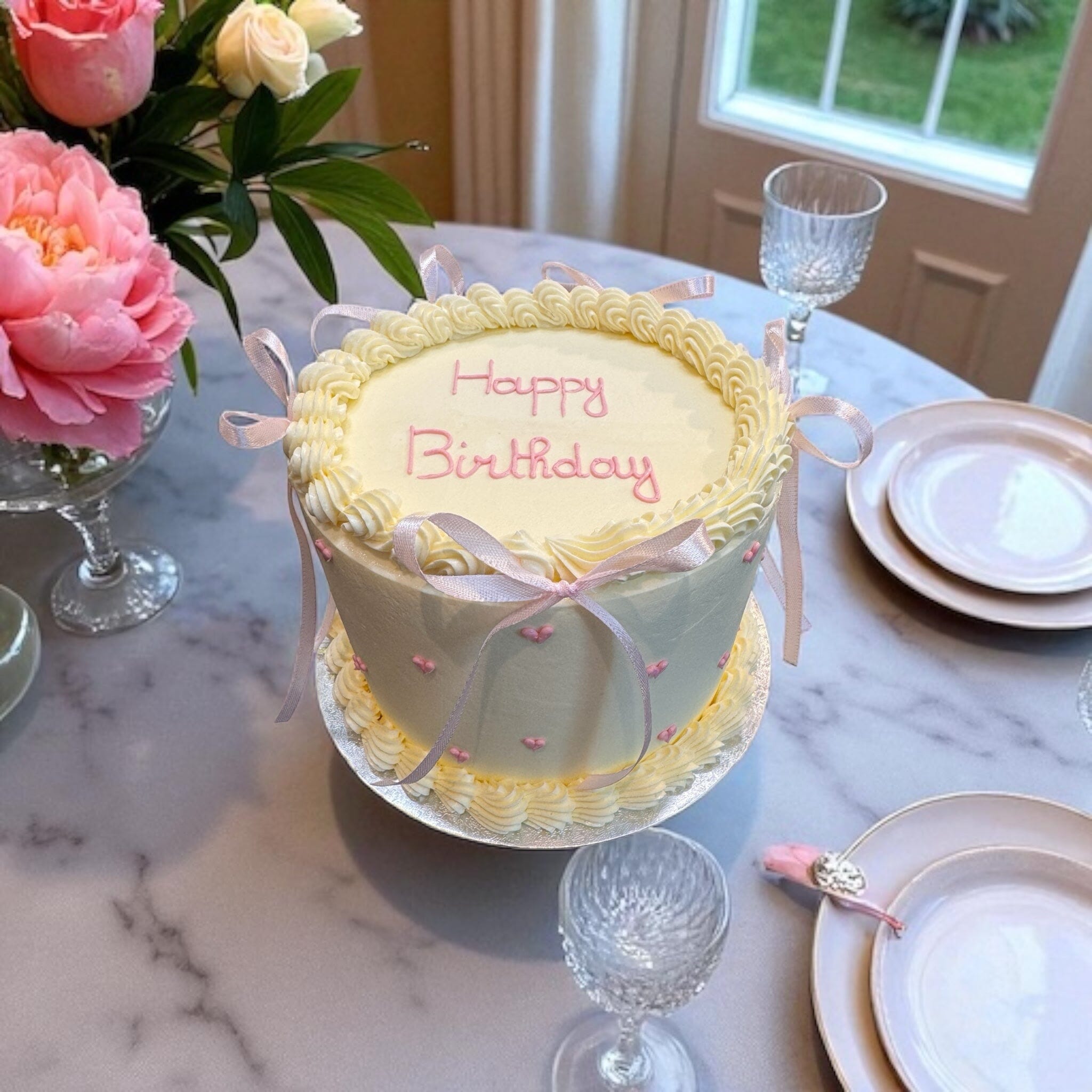 LE GATEAU VINTAGE ROSE texte personnalisable atelierdesgateaux.com 