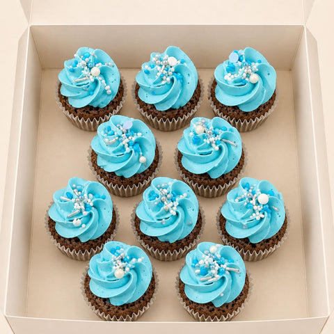 MINI CUPCAKES CHOCOLAT CREME VANILLE BLEU