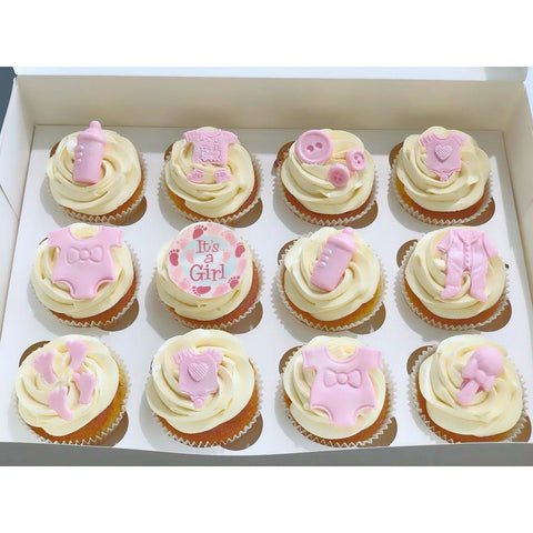 BOX CUPCAKES BABY SHOWER BLEU/ROSE - L'Atelier des Gâteaux