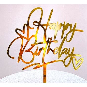 CAKE TOPPER HAPPY BIRTHDAY COEUR OR
