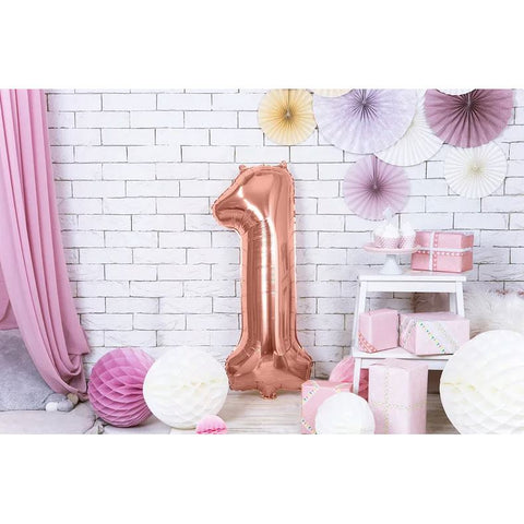 BALLON CHIFFRE ROSE GOLD 35CM L'Atelier des Gâteaux 