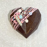 COEUR CHOCOLAT GIANDUJA NOIR DÉCO ROSE